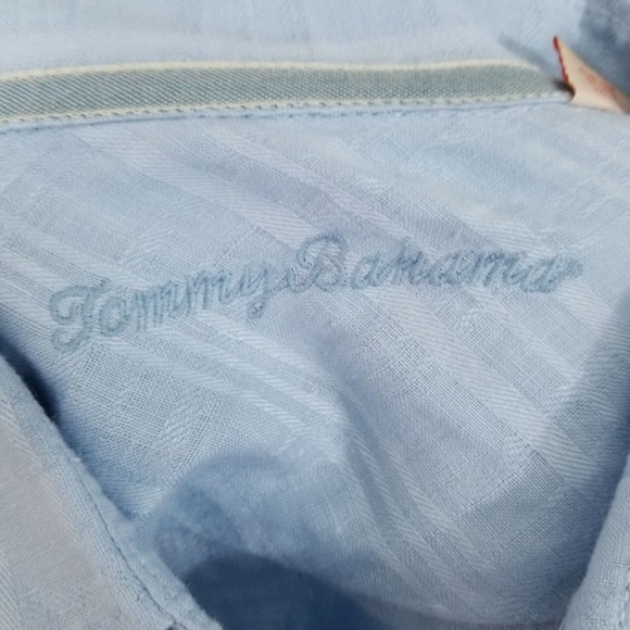 TOMMY BAHAMA Mens Button Down Blue Sz L 100% LINEN - Picture 5 of 7
